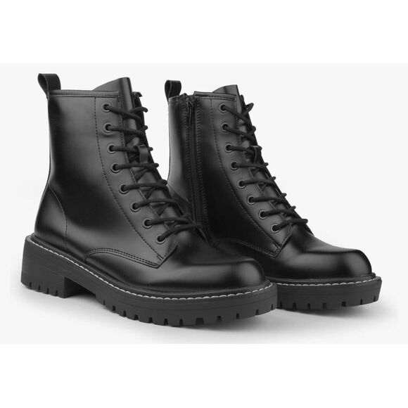 ICHIGO Women's Fashion Lace Up 8-Eye Side Zipper Combat Boots/ Size 7‎ - Picture 2 of 12